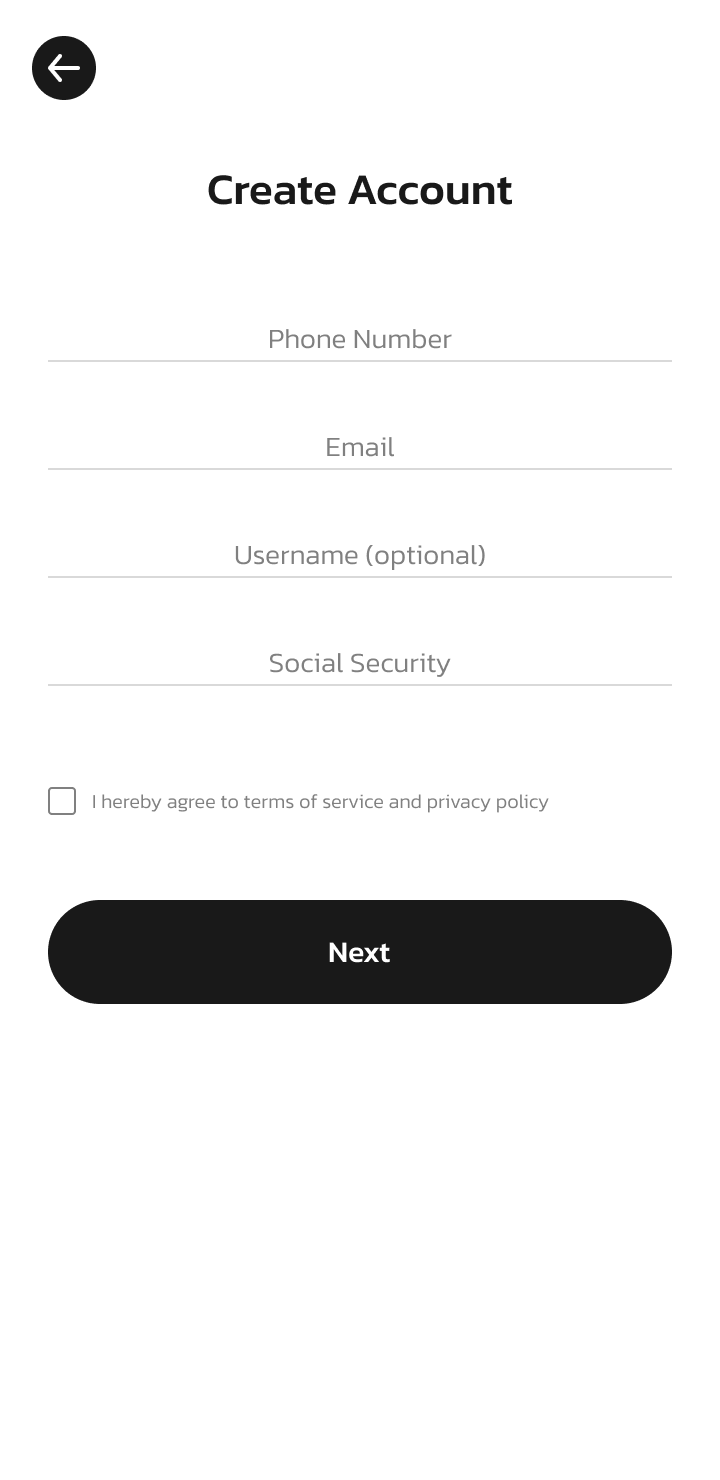 Create account form
